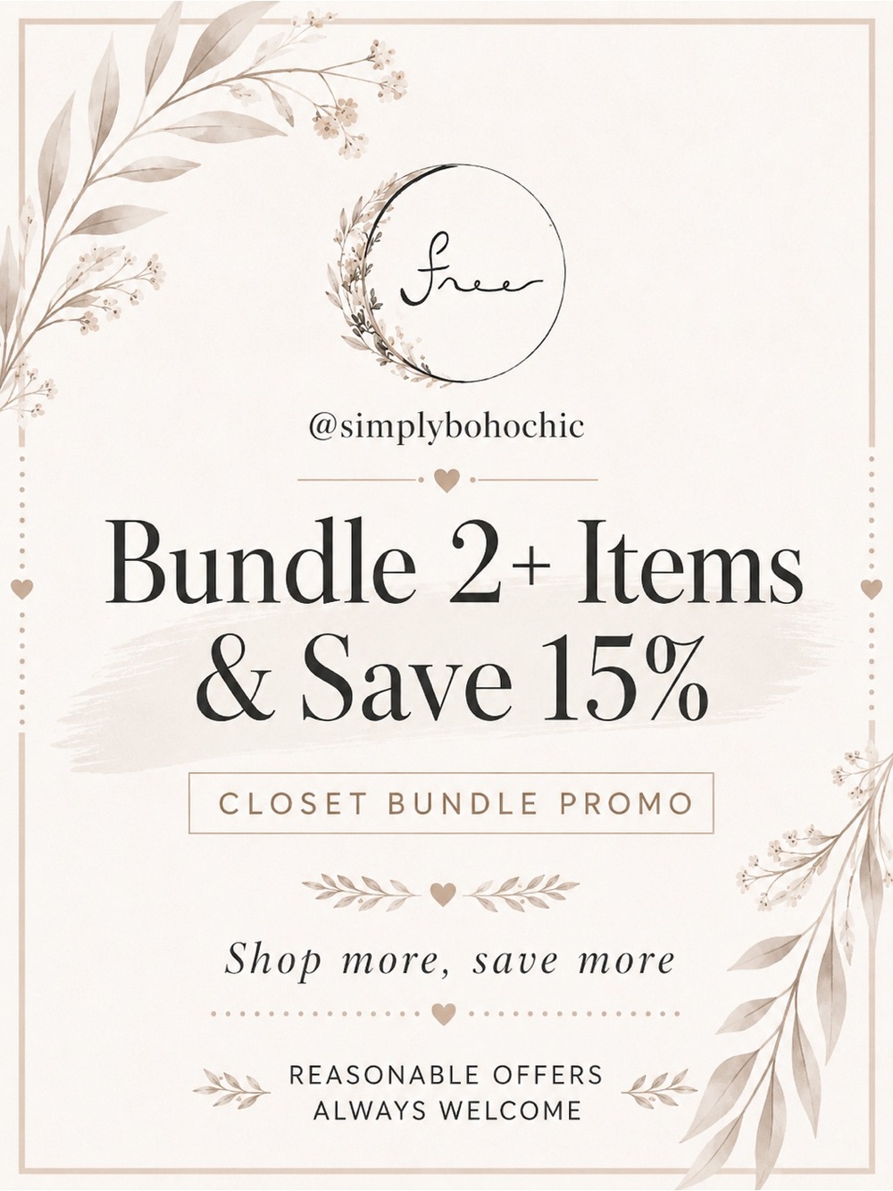 ✨ Closet Promo Sign | Bundle 2+ Items & Save 15%